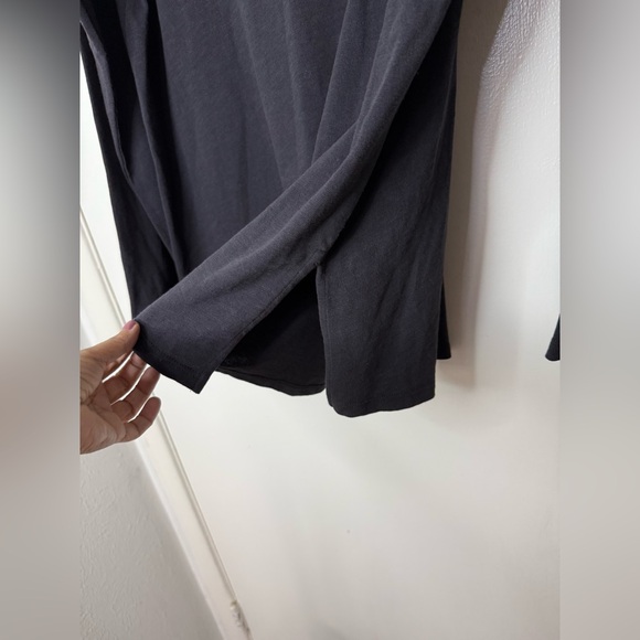 Eileen Fisher, black long sleeve pop over top with side slits. S - Picture 5 of 5